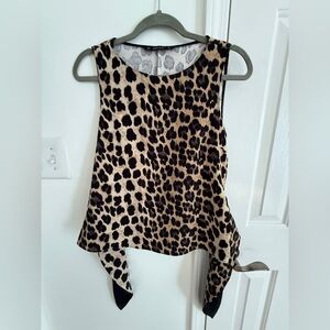Zara Leopard Print Sleeveless Blouse Small NWOT